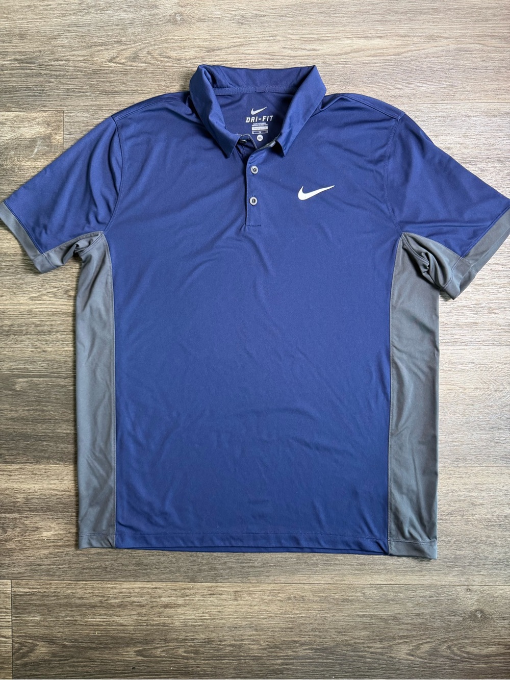 Nike Men’s Navy and Gray Dri-FIT Polo